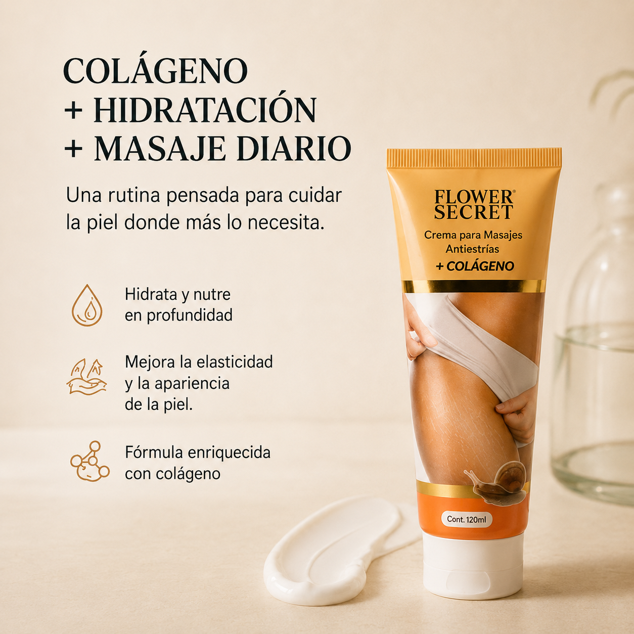 Crema Corporal con Colágeno · Masaje Antiestrías