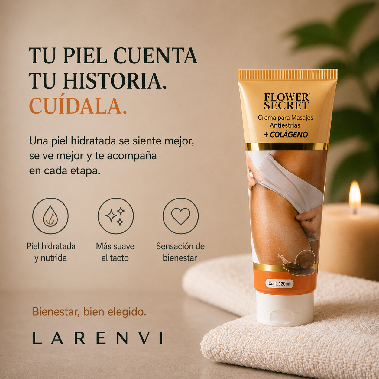 Crema Corporal con Colágeno · Masaje Antiestrías
